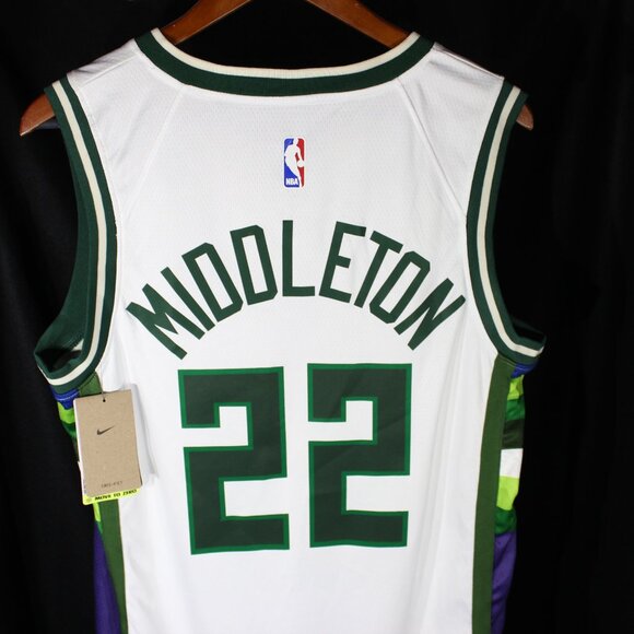 Nike #22 Khris Middleton Milwaukee Bucks Swingman City Edition jersey - Sz 48/L - Picture 1 of 10